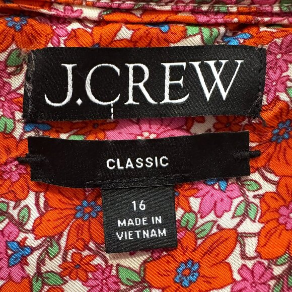 J. CREW Classic-fit Drapey Cupro Shirt in Pink Floral - size 16 - Picture 3 of 10